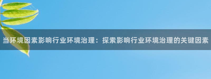 凯发k8国际首页登录：当环境因素影响行业环境治理：探索影响行业环境治理的关键因素